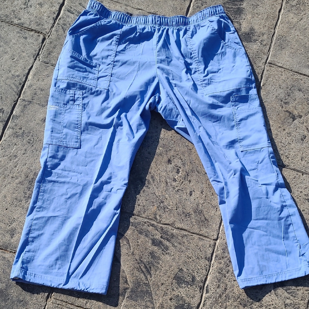 NWOT! Cherokee Workwear Womens 2XL Petite Ciel Blue elastic waist scrub pants